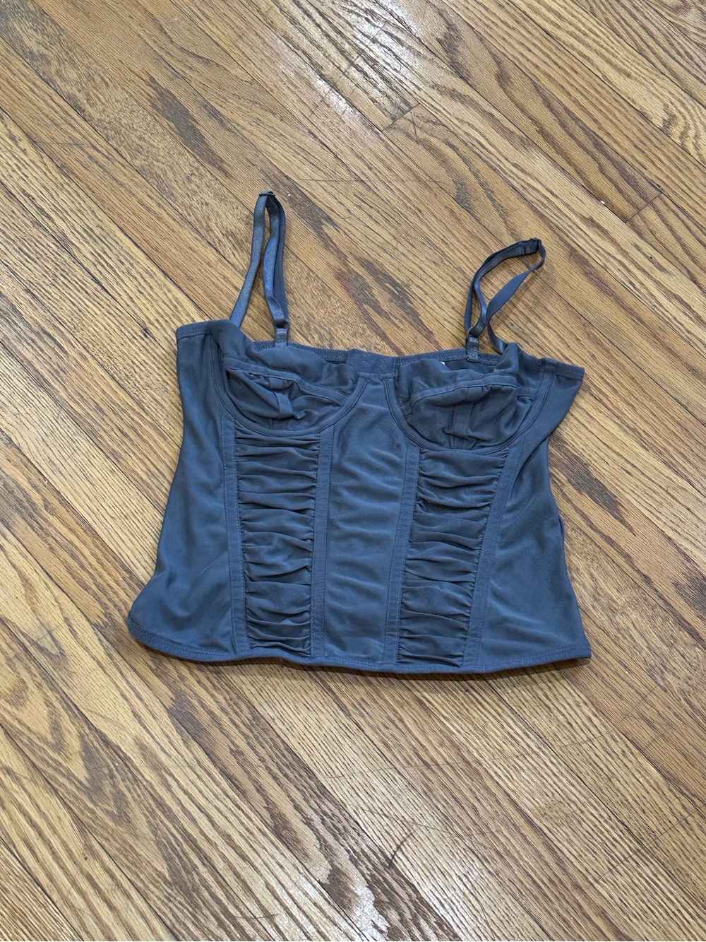 H&M Gray Ruched Bustier Tank Top